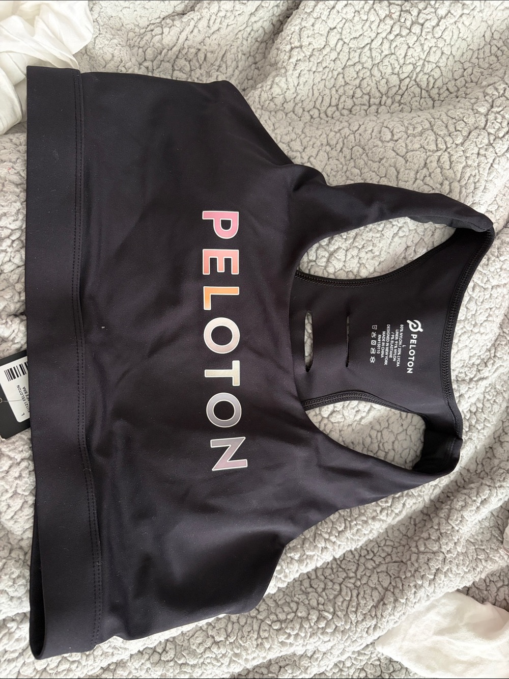Peloton Black Sports Bra with Ombré logo size L NWT